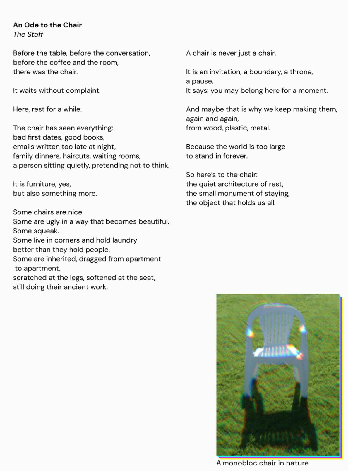 An Ode to the Chair